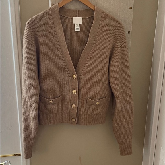 H&M Tan Cardigan with Gold Buttons Small - Picture 2 of 6